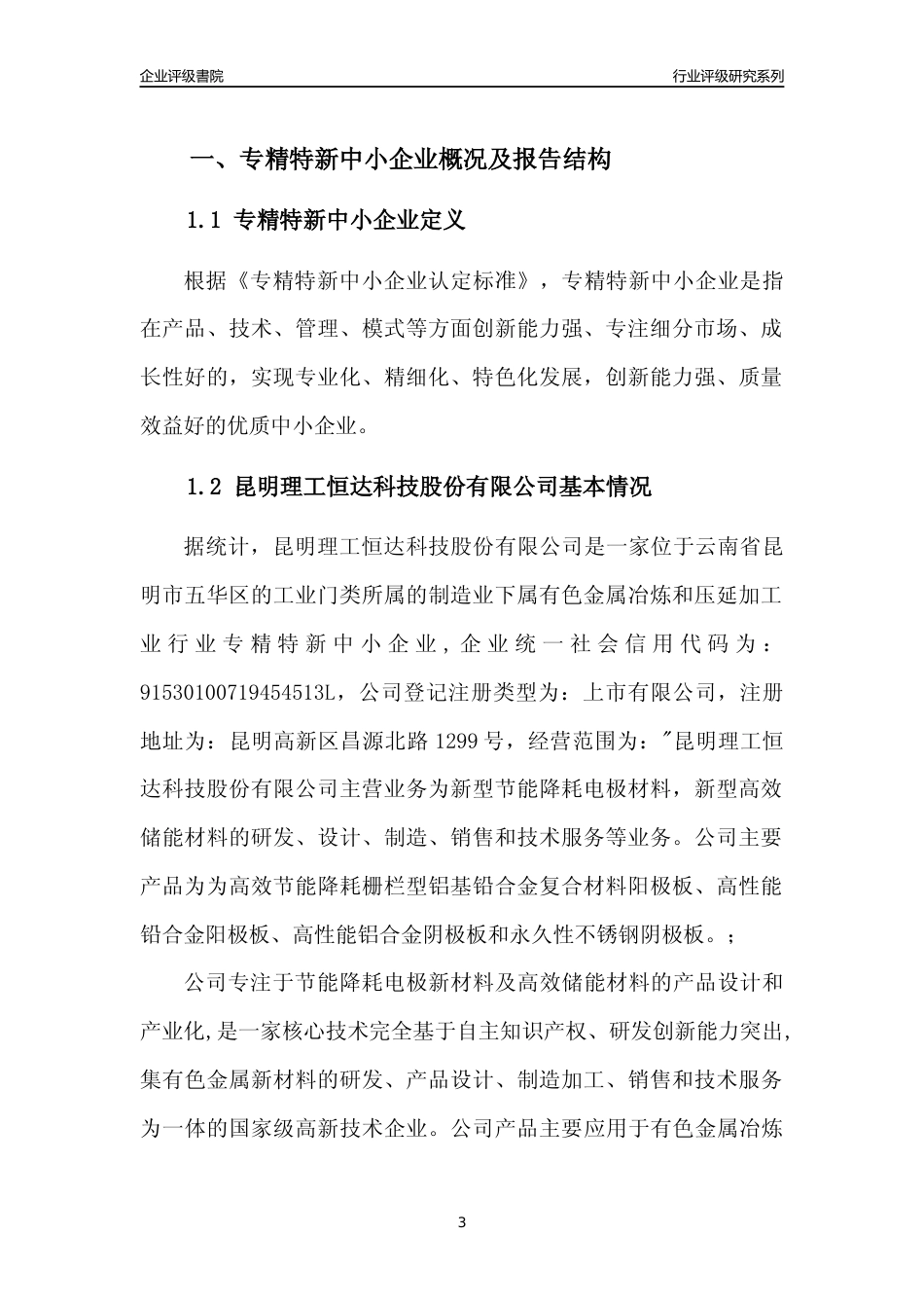 [专精特新]昆明理工恒达科技股份有限公司行业竞争力评级分析报告(2023版)_第3页