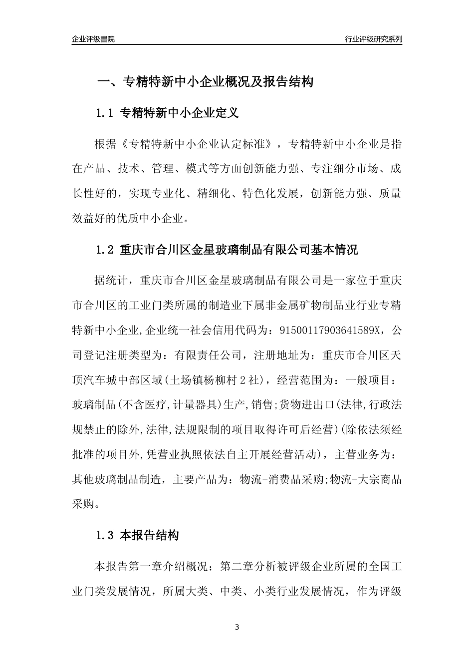 [专精特新]重庆市合川区金星玻璃制品有限公司行业竞争力评级分析报告(2023版)_第3页