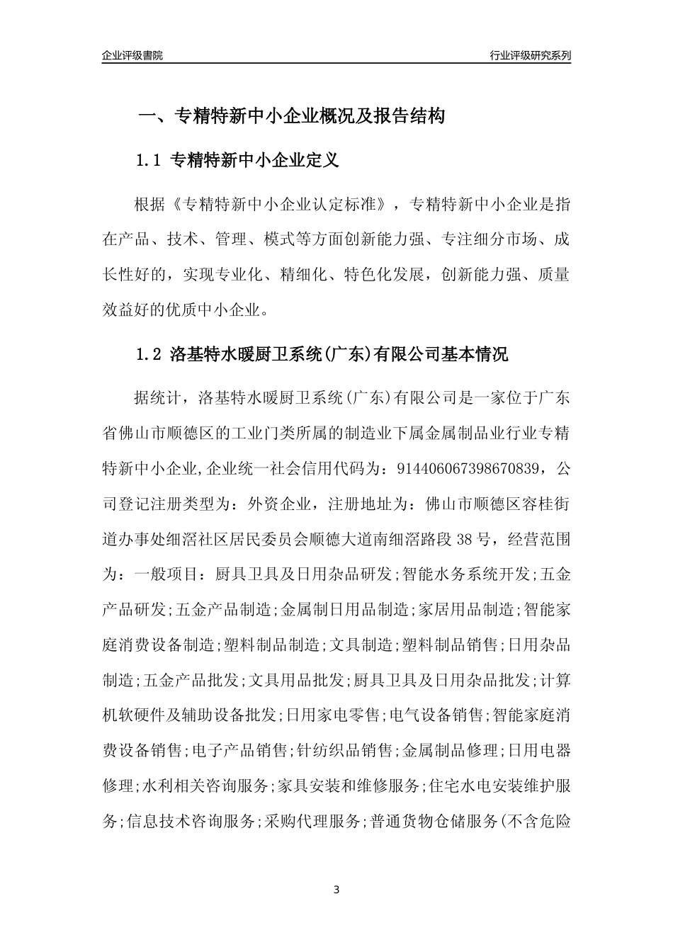 [专精特新]洛基特水暖厨卫系统(广东)有限公司行业竞争力评级分析报告(2023版)_第3页