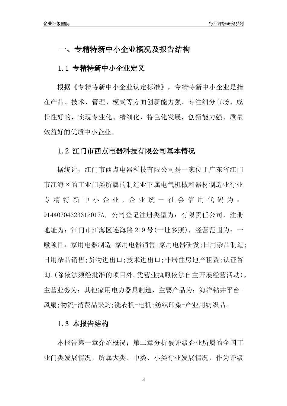 [专精特新]江门市西点电器科技有限公司行业竞争力评级分析报告(2023版)_第3页