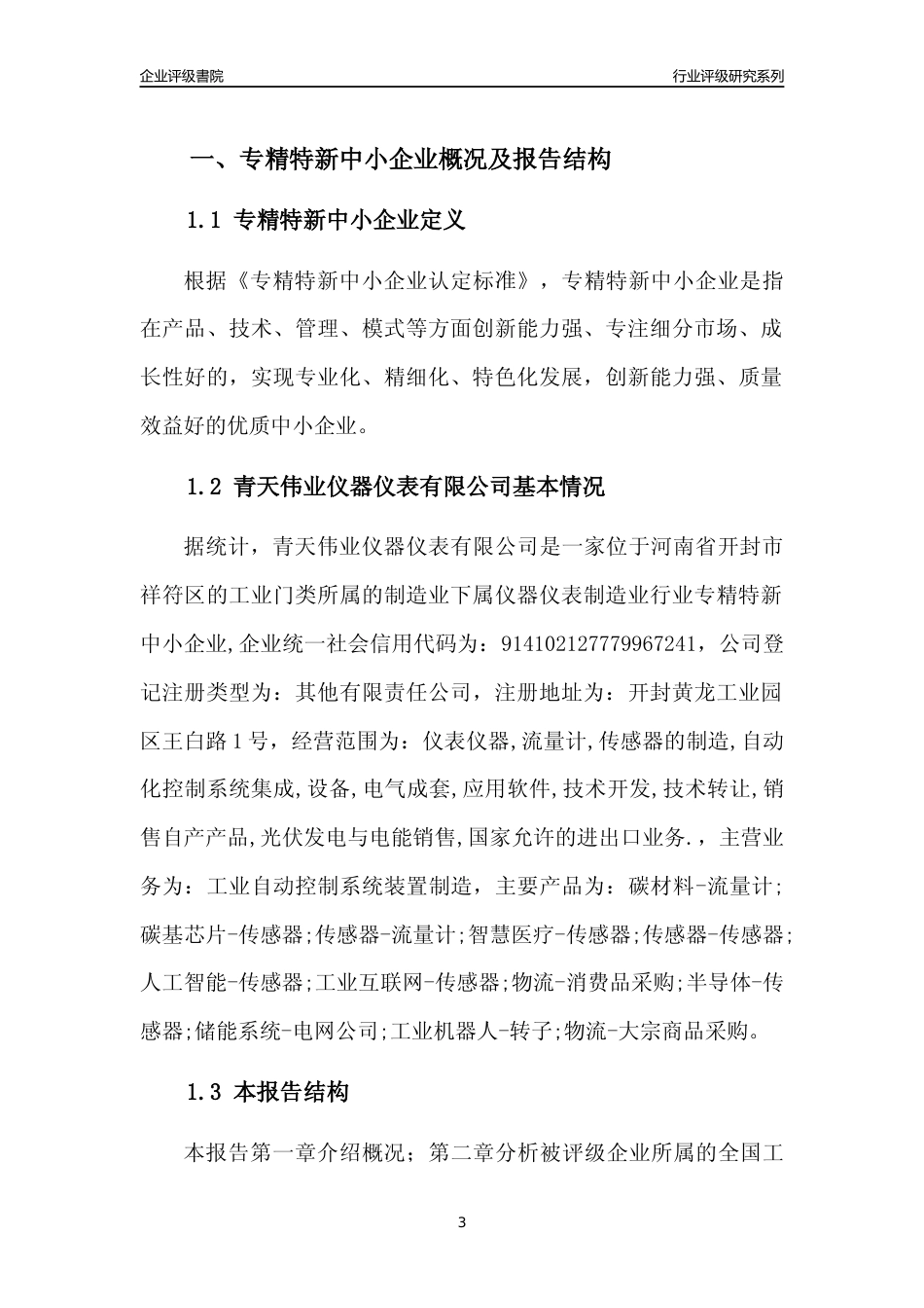 [专精特新]青天伟业仪器仪表有限公司行业竞争力评级分析报告(2023版)_第3页