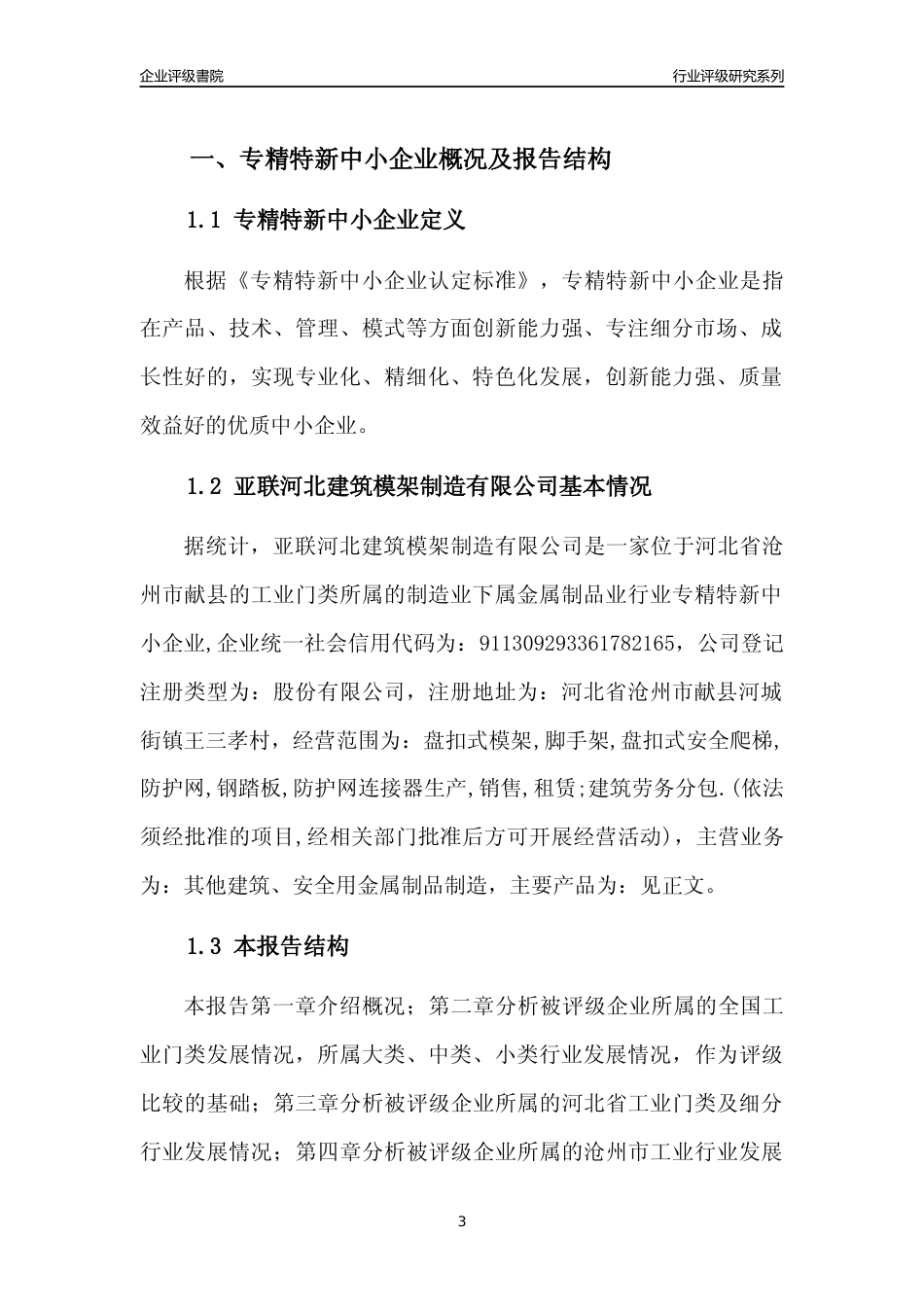 [专精特新]亚联河北建筑模架制造有限公司行业竞争力评级分析报告(2023版)_第3页