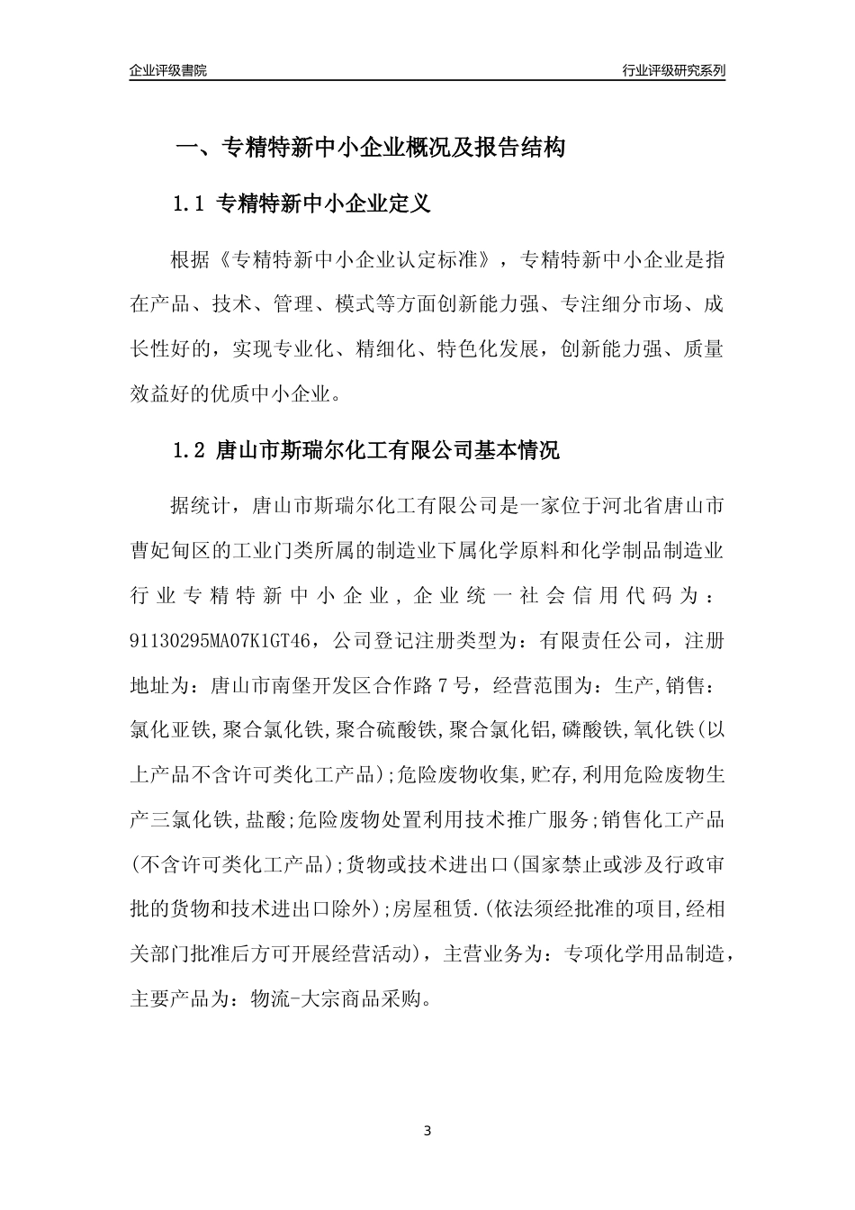 [专精特新]唐山市斯瑞尔化工有限公司行业竞争力评级分析报告(2023版)_第3页