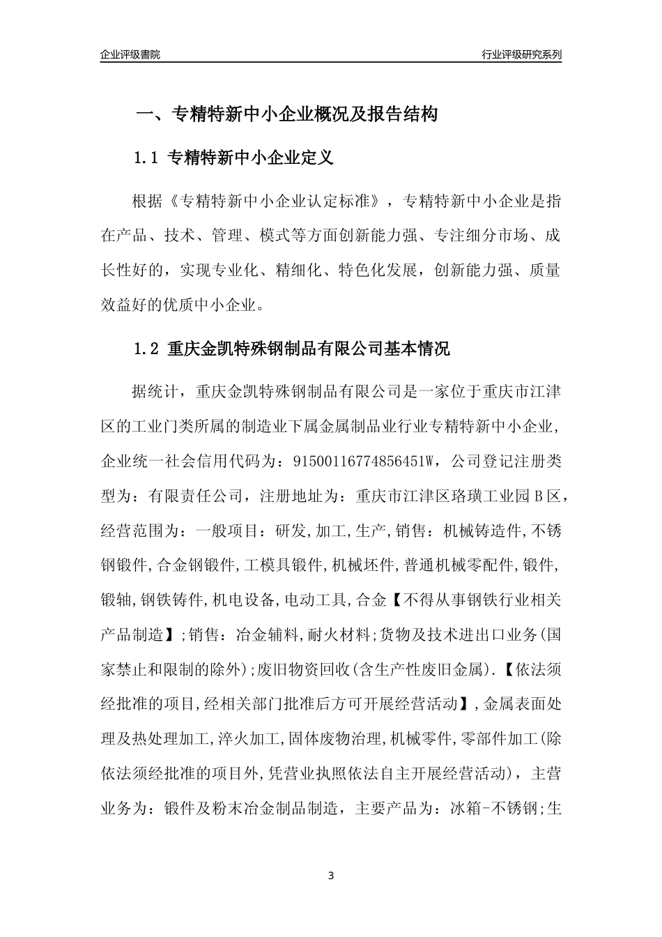 [专精特新]重庆金凯特殊钢制品有限公司行业竞争力评级分析报告(2023版)_第3页