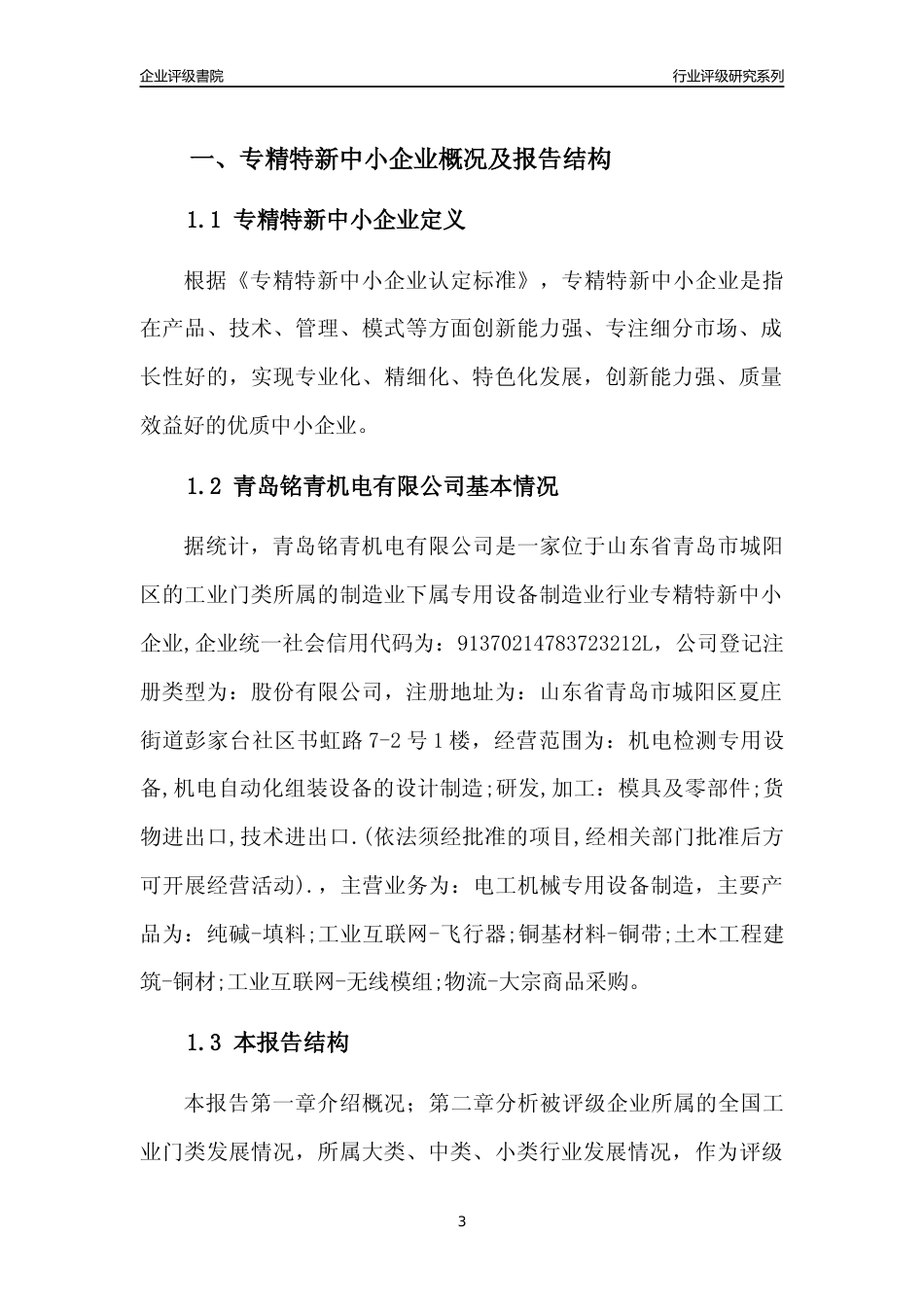 [专精特新]青岛铭青机电有限公司行业竞争力评级分析报告(2023版)_第3页