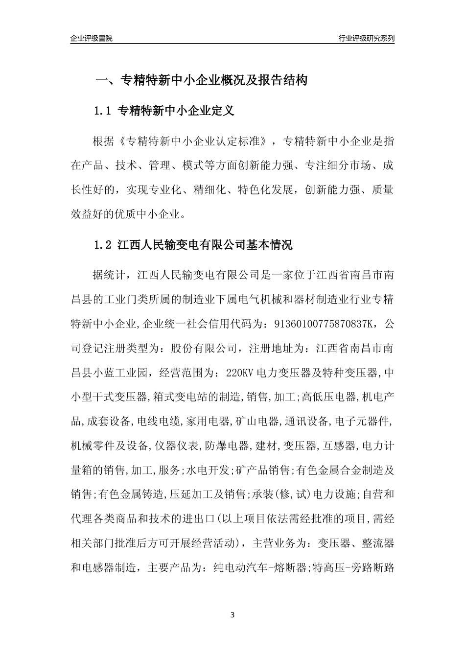 [专精特新]江西人民输变电有限公司行业竞争力评级分析报告(2023版)_第3页