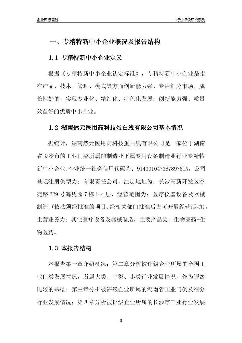 [专精特新]湖南然元医用高科技蛋白线有限公司行业竞争力评级分析报告(2023版)_第3页