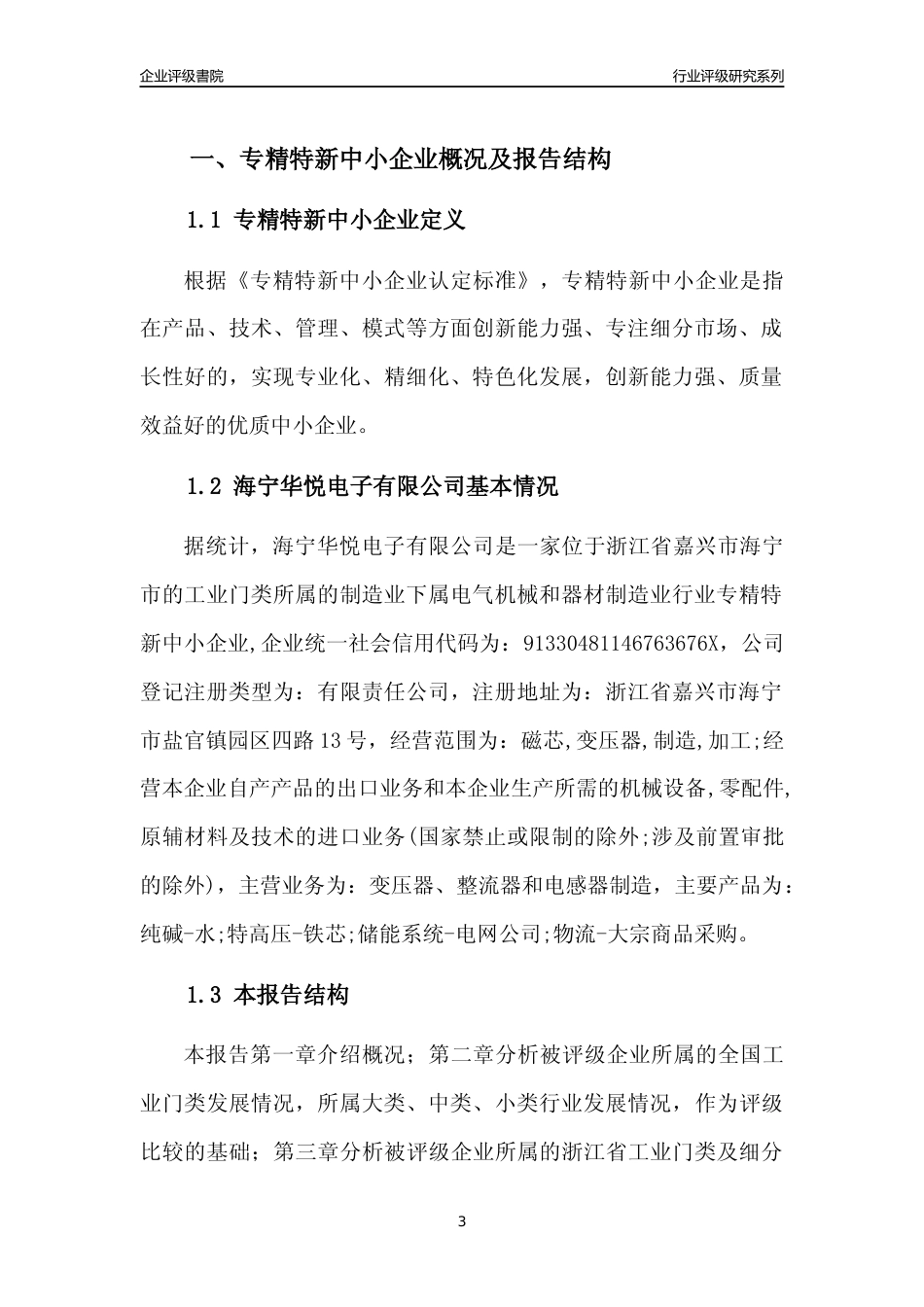 [专精特新]海宁华悦电子有限公司行业竞争力评级分析报告(2023版)_第3页