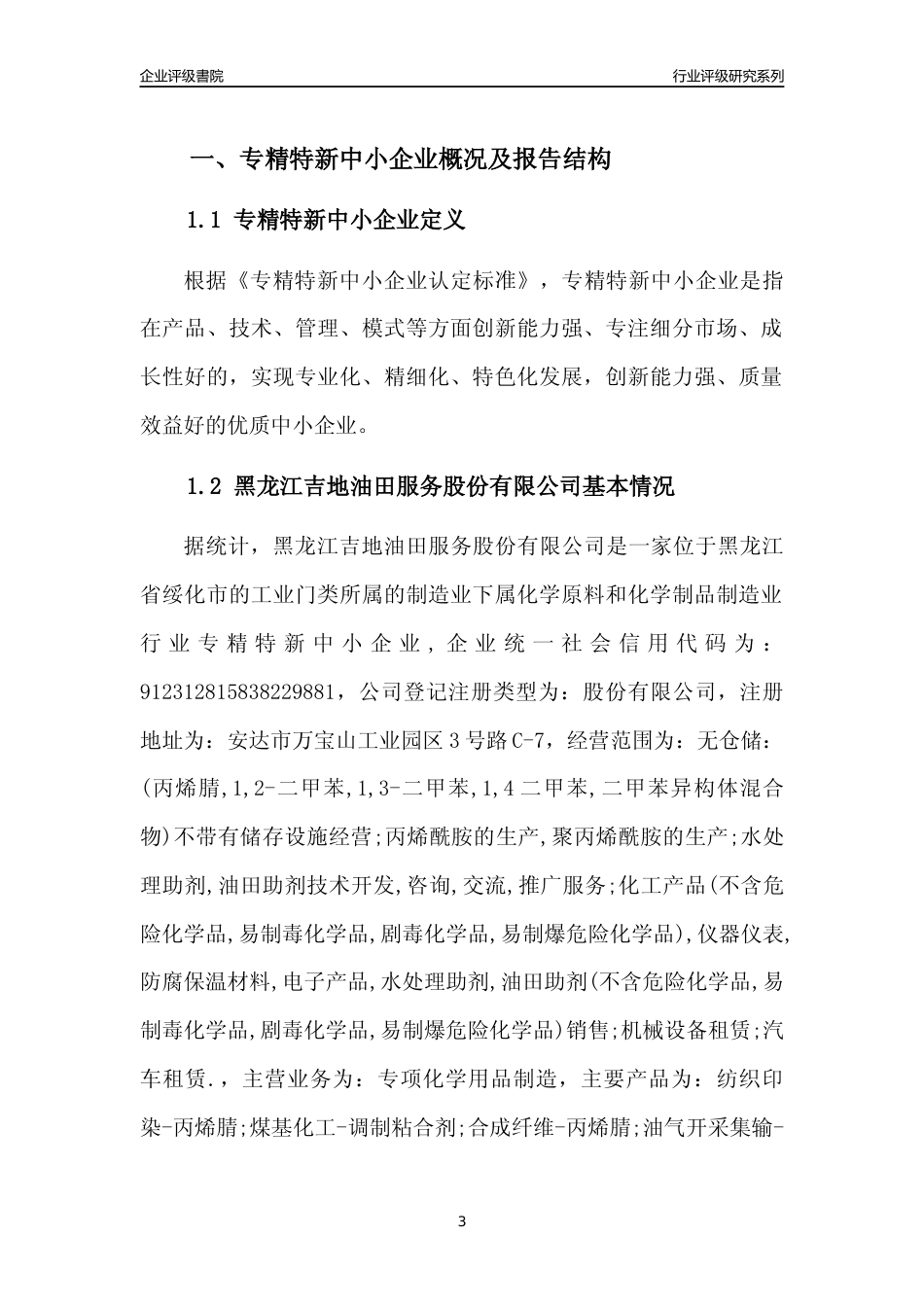 [专精特新]黑龙江吉地油田服务股份有限公司行业竞争力评级分析报告(2023版)_第3页