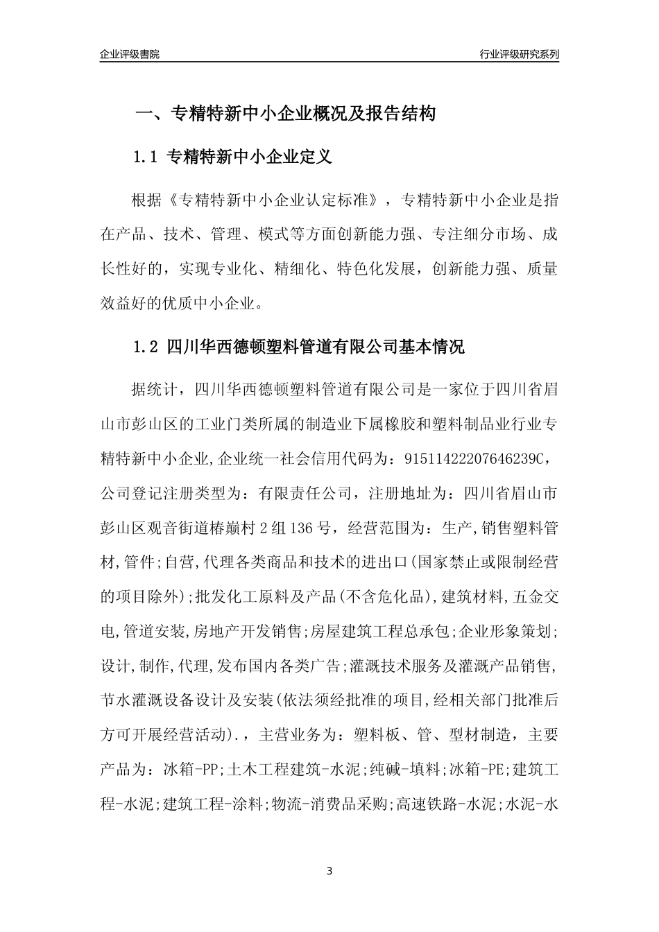 [专精特新]四川华西德顿塑料管道有限公司行业竞争力评级分析报告(2023版)_第3页