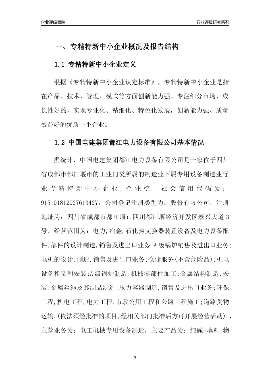 [专精特新]中国电建集团都江电力设备有限公司行业竞争力评级分析报告(2023版)_第3页