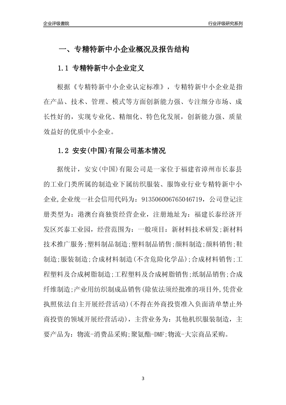 [专精特新]安安(中国)有限公司行业竞争力评级分析报告(2023版)_第3页