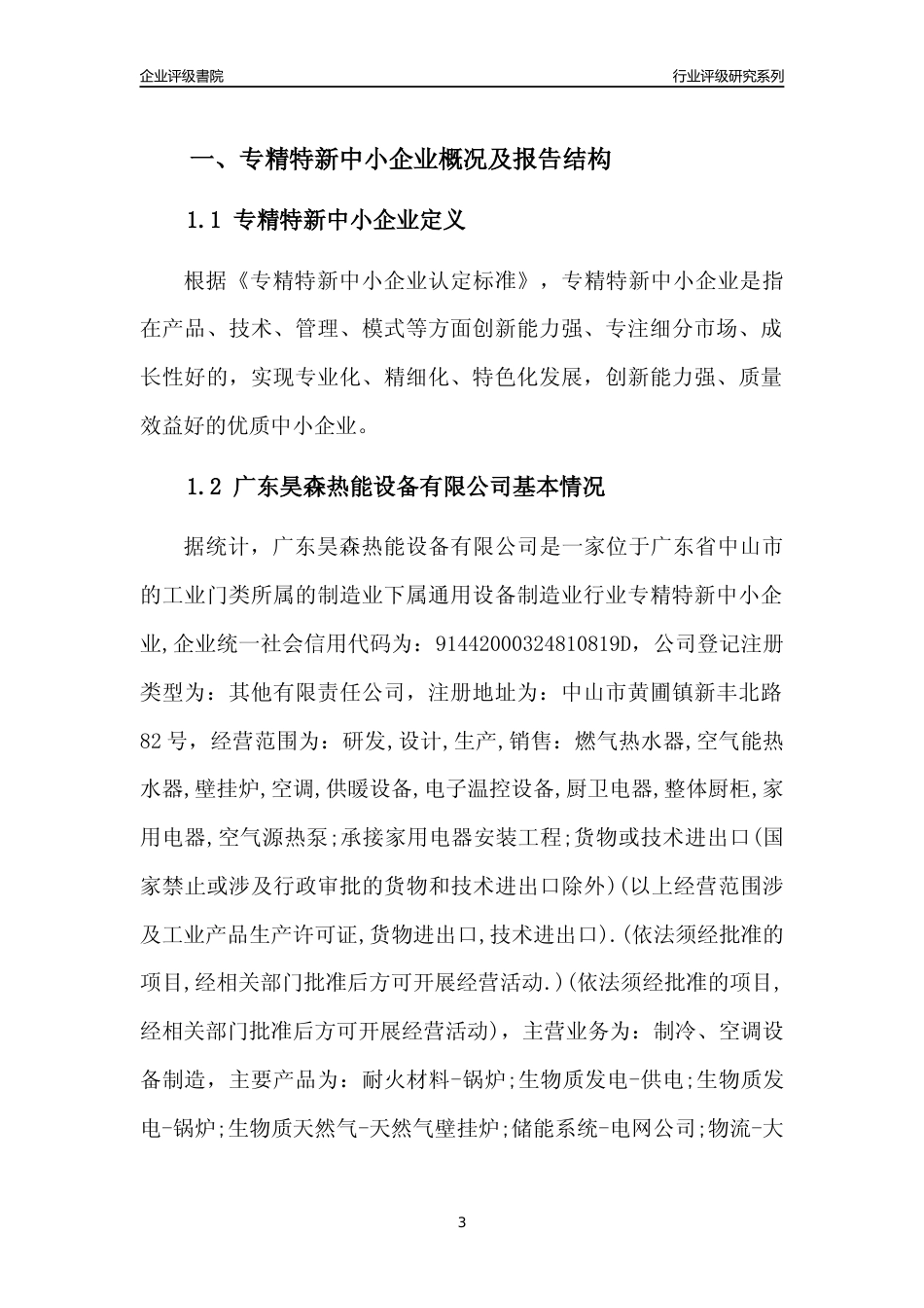 [专精特新]广东昊森热能设备有限公司行业竞争力评级分析报告(2023版)_第3页