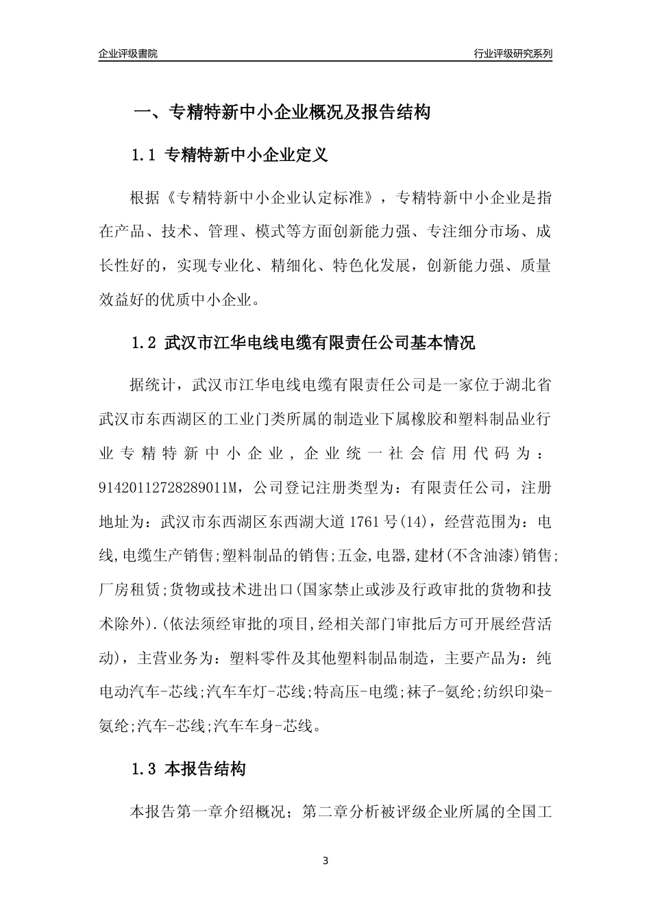 [专精特新]武汉市江华电线电缆有限责任公司行业竞争力评级分析报告(2023版)_第3页