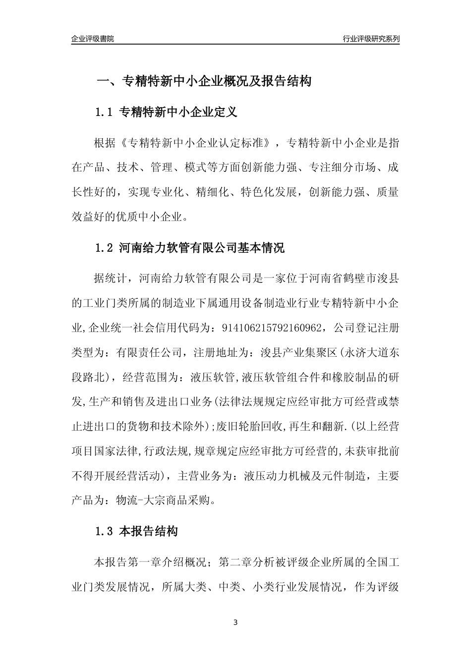 [专精特新]河南给力软管有限公司行业竞争力评级分析报告(2023版)_第3页