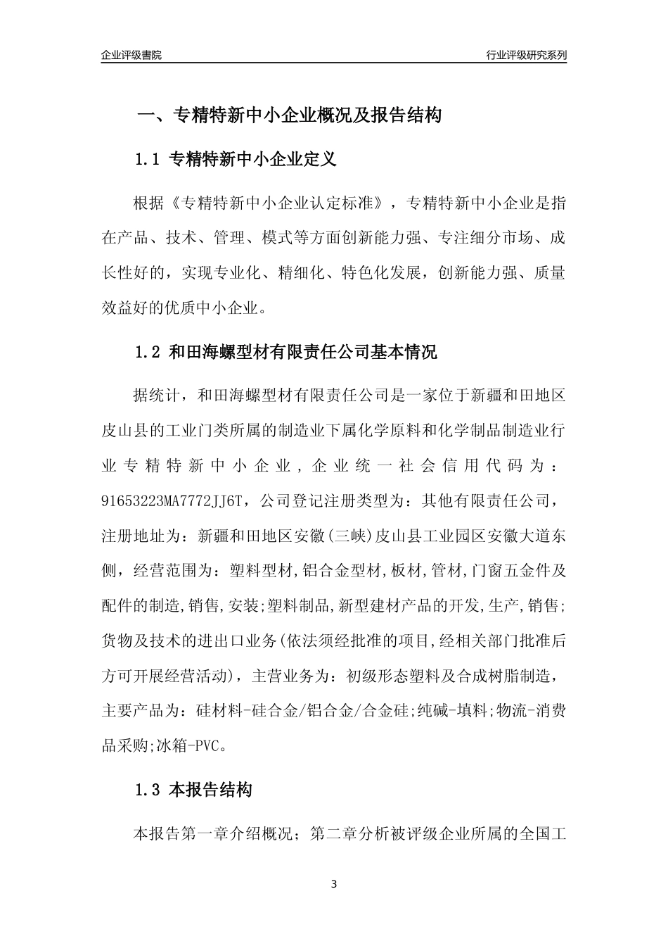[专精特新]和田海螺型材有限责任公司行业竞争力评级分析报告(2023版)_第3页