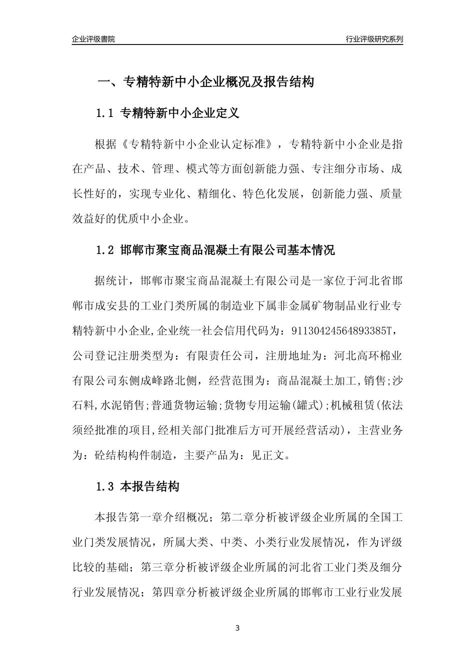 [专精特新]邯郸市聚宝商品混凝土有限公司行业竞争力评级分析报告(2023版)_第3页