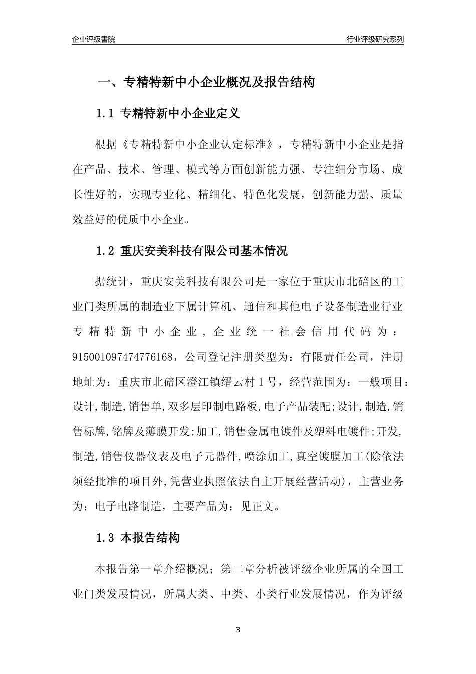 [专精特新]重庆安美科技有限公司行业竞争力评级分析报告(2023版)_第3页