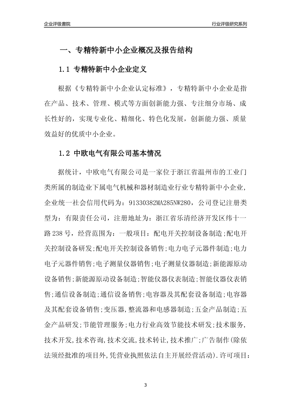 [专精特新]中欧电气有限公司行业竞争力评级分析报告(2023版)_第3页