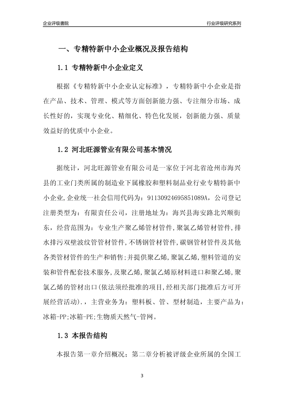 [专精特新]河北旺源管业有限公司行业竞争力评级分析报告(2023版)_第3页