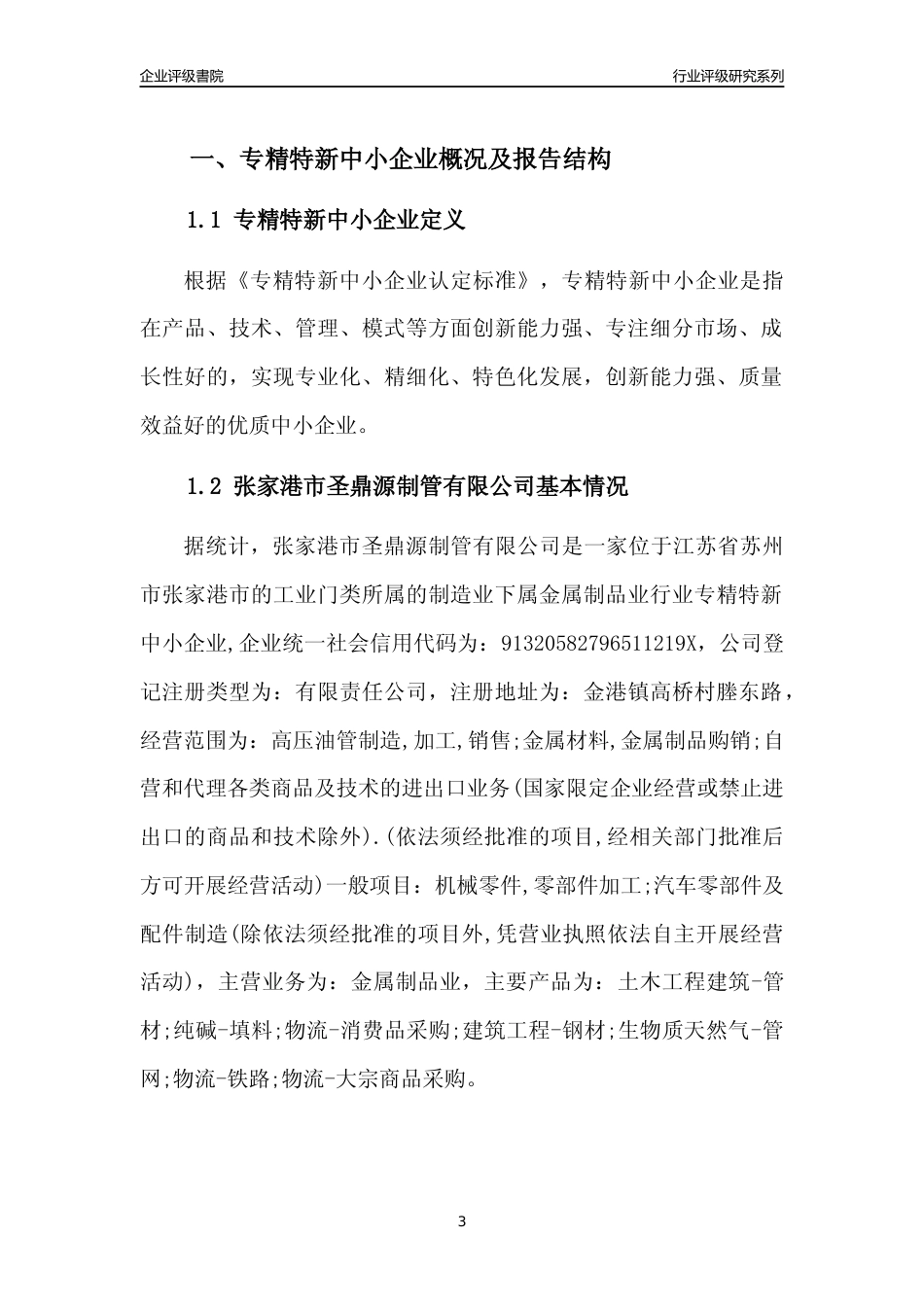 [专精特新]张家港市圣鼎源制管有限公司行业竞争力评级分析报告(2023版)_第3页