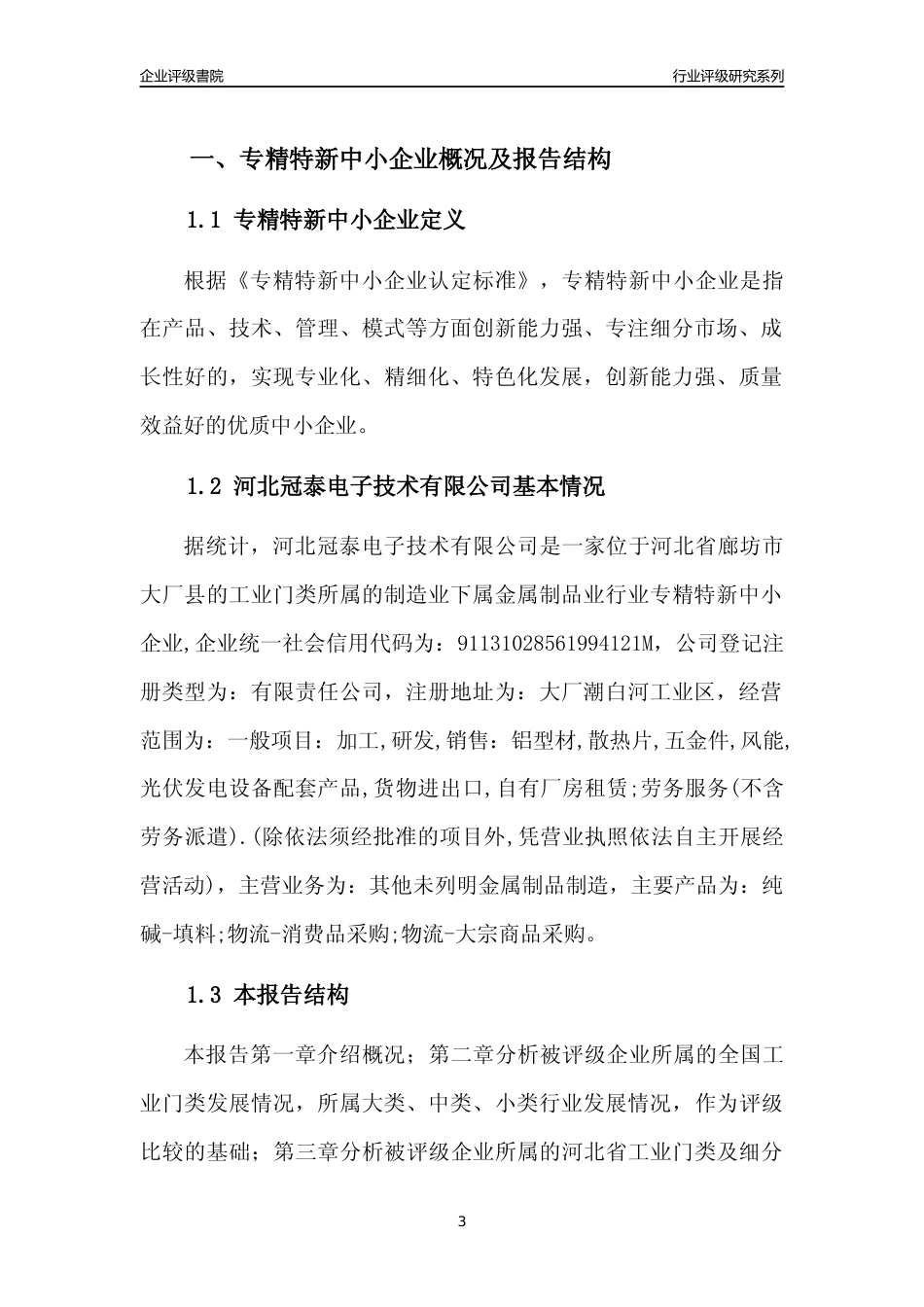 [专精特新]河北冠泰电子技术有限公司行业竞争力评级分析报告(2023版)_第3页