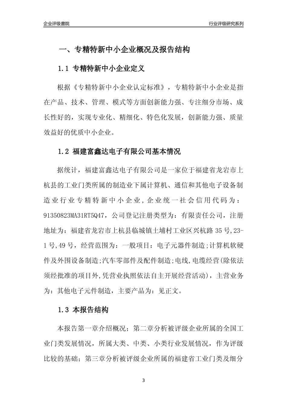 [专精特新]福建富鑫达电子有限公司行业竞争力评级分析报告(2023版)_第3页