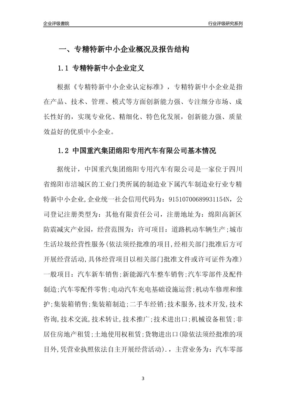 [专精特新]中国重汽集团绵阳专用汽车有限公司行业竞争力评级分析报告(2023版)_第3页