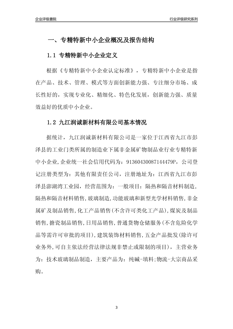 [专精特新]九江润诚新材料有限公司行业竞争力评级分析报告(2023版)_第3页