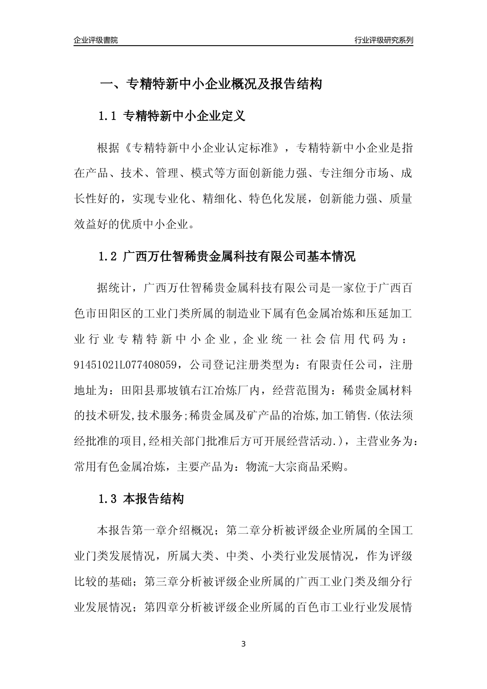 [专精特新]广西万仕智稀贵金属科技有限公司行业竞争力评级分析报告(2023版)_第3页