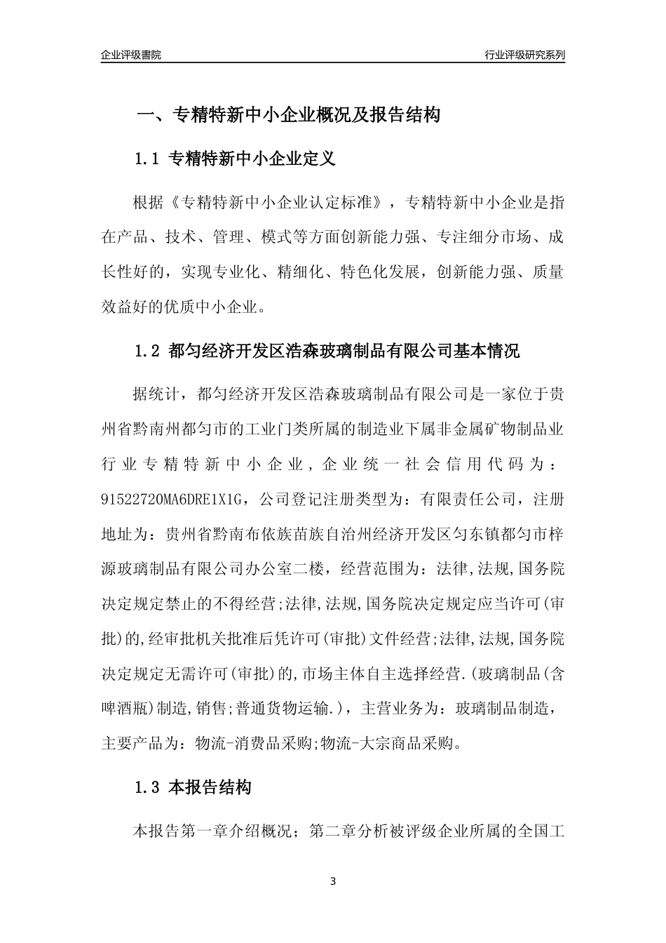 [专精特新]都匀经济开发区浩森玻璃制品有限公司行业竞争力评级分析报告(2023版)_第3页