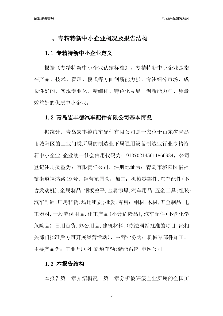 [专精特新]青岛宏丰德汽车配件有限公司行业竞争力评级分析报告(2023版)_第3页