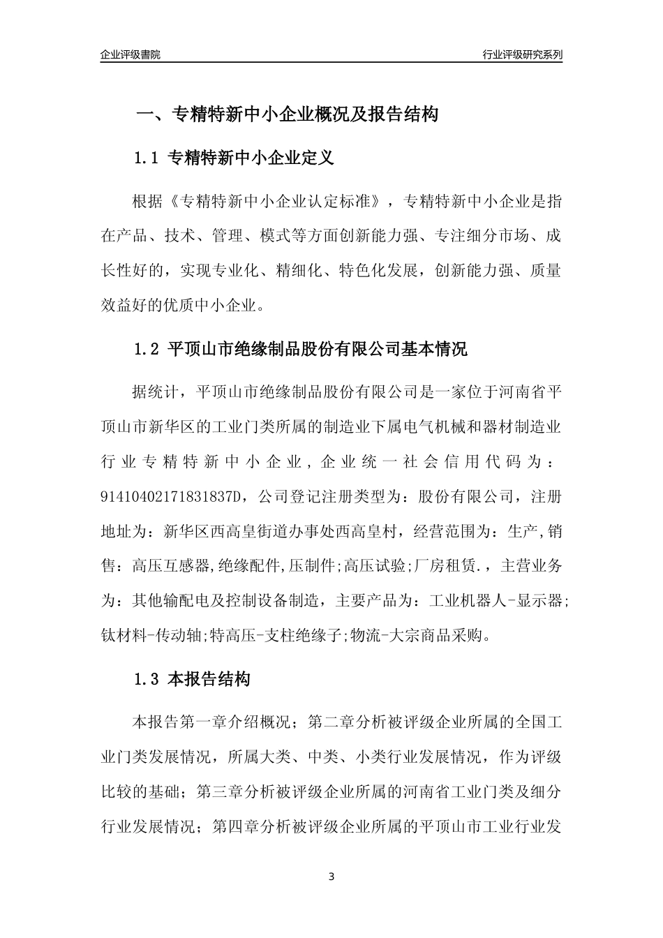 [专精特新]平顶山市绝缘制品股份有限公司行业竞争力评级分析报告(2023版)_第3页