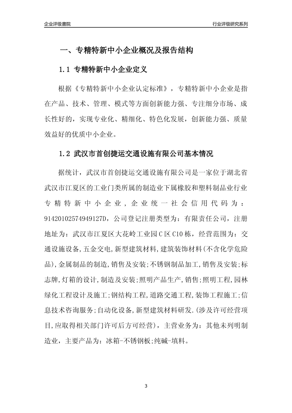 [专精特新]武汉市首创捷运交通设施有限公司行业竞争力评级分析报告(2023版)_第3页