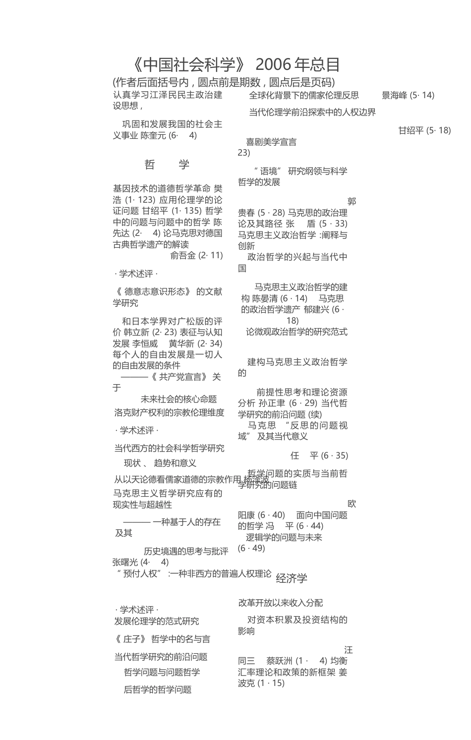 _中国社会科学_2006年总目__第1页