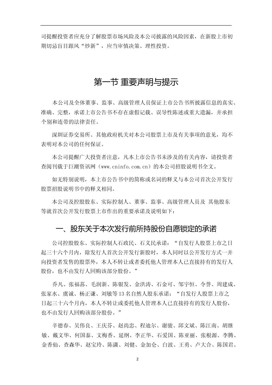 先锋电子：首次公开发行股票上市公告书_第2页