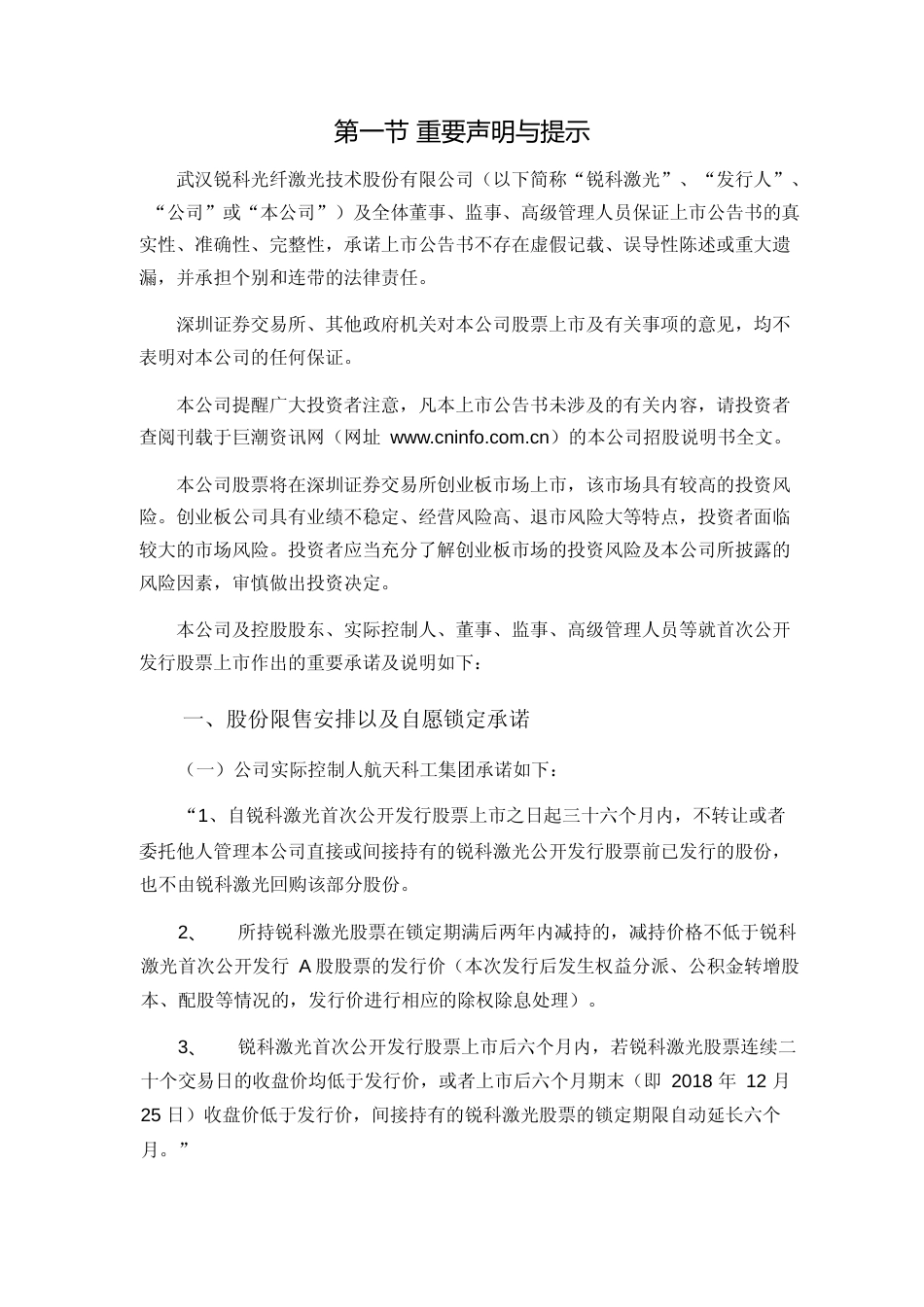 锐科激光：首次公开发行股票并在创业板上市之上市公告书_第3页