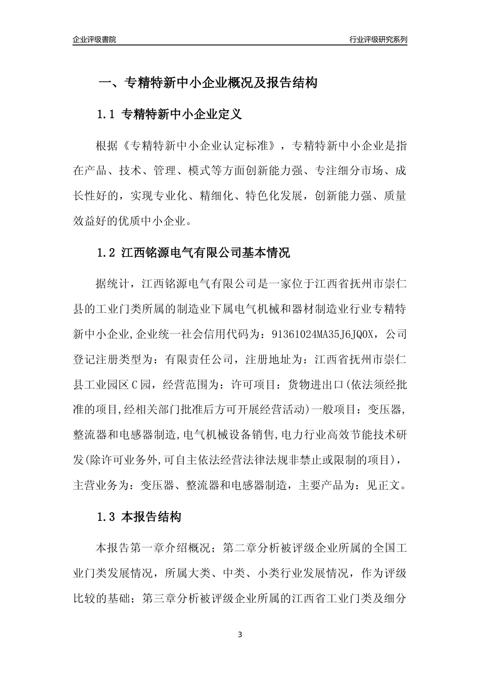 [专精特新]江西铭源电气有限公司行业竞争力评级分析报告(2023版)_第3页