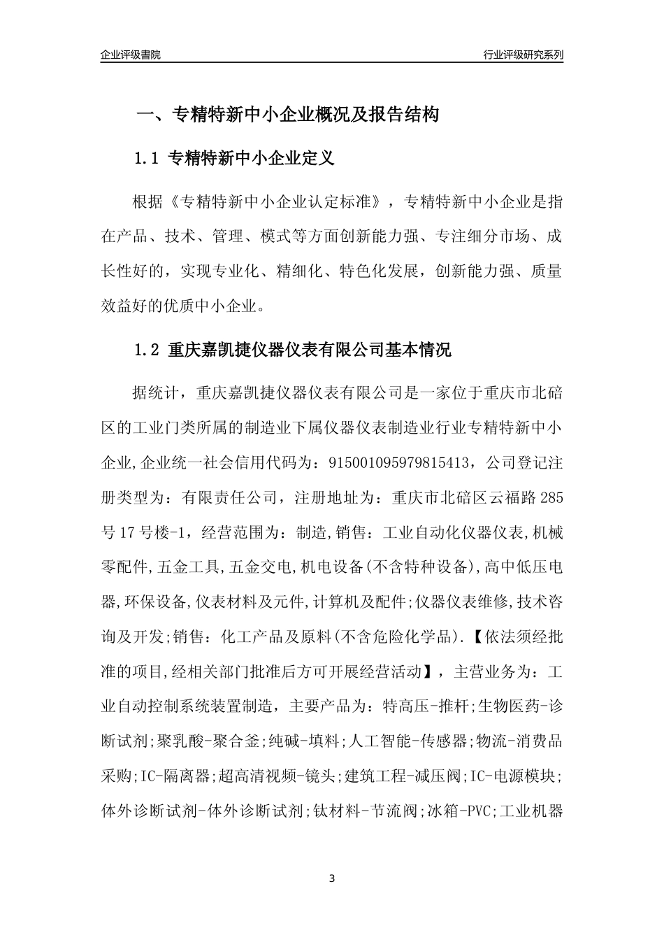 [专精特新]重庆嘉凯捷仪器仪表有限公司行业竞争力评级分析报告(2023版)_第3页