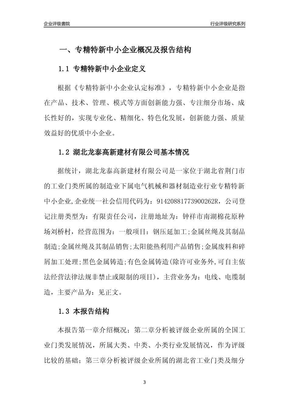 [专精特新]湖北龙泰高新建材有限公司行业竞争力评级分析报告(2023版)_第3页