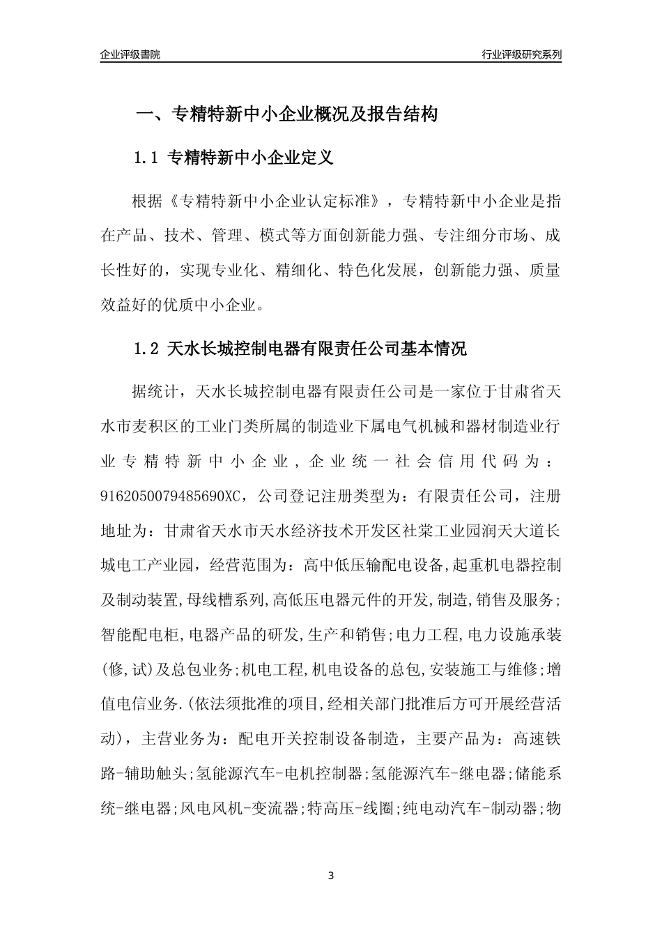 [专精特新]天水长城控制电器有限责任公司行业竞争力评级分析报告(2023版)_第3页