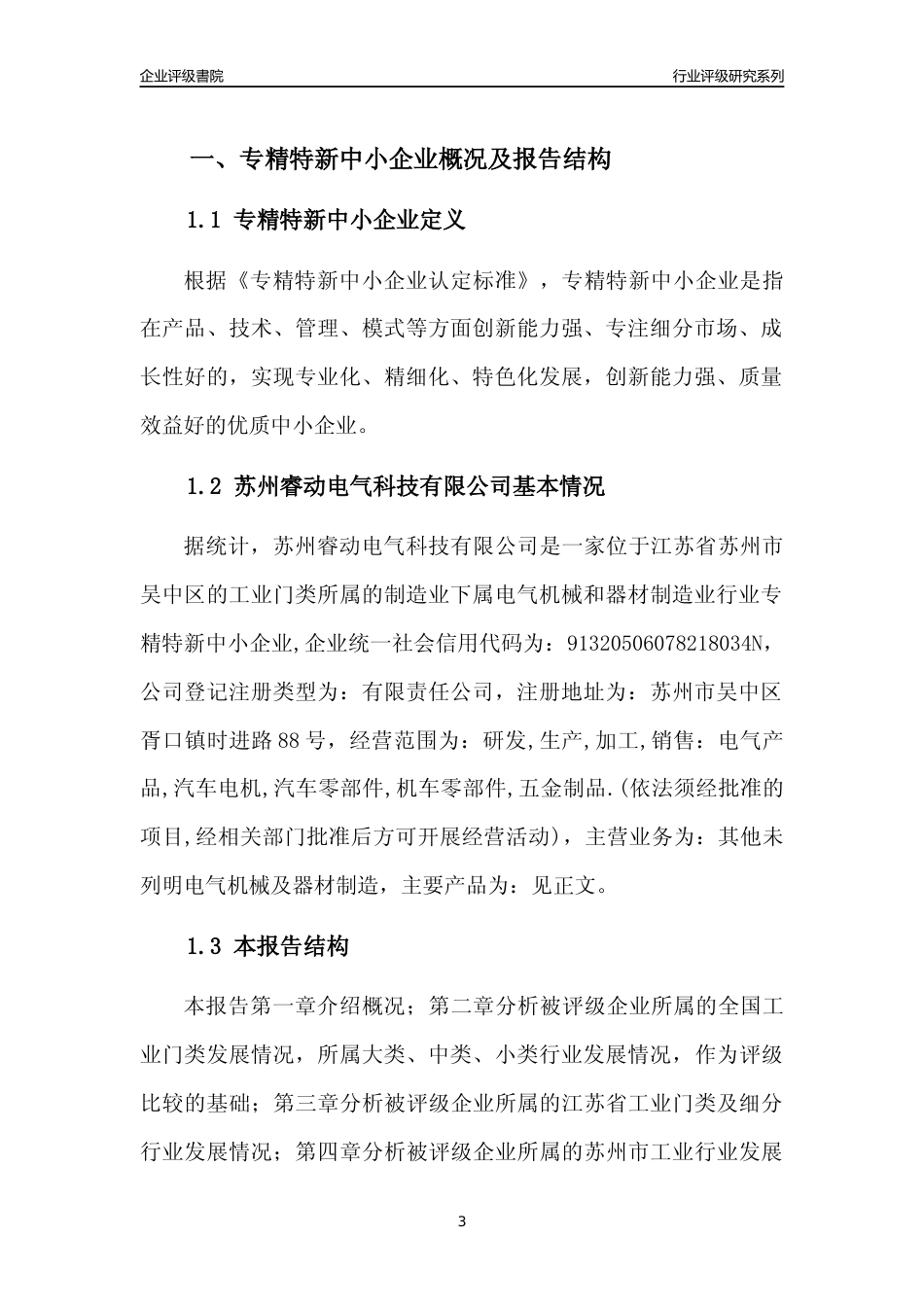 [专精特新]苏州睿动电气科技有限公司行业竞争力评级分析报告(2023版)_第3页