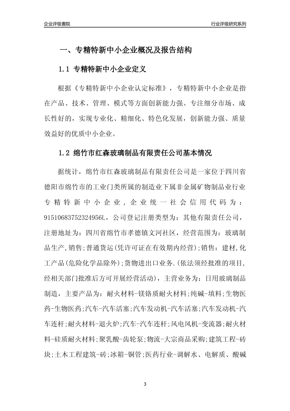 [专精特新]绵竹市红森玻璃制品有限责任公司行业竞争力评级分析报告(2023版)_第3页