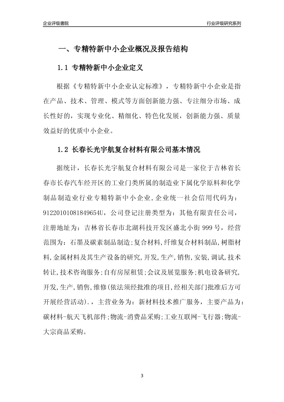 [专精特新]长春长光宇航复合材料有限公司行业竞争力评级分析报告(2023版)_第3页