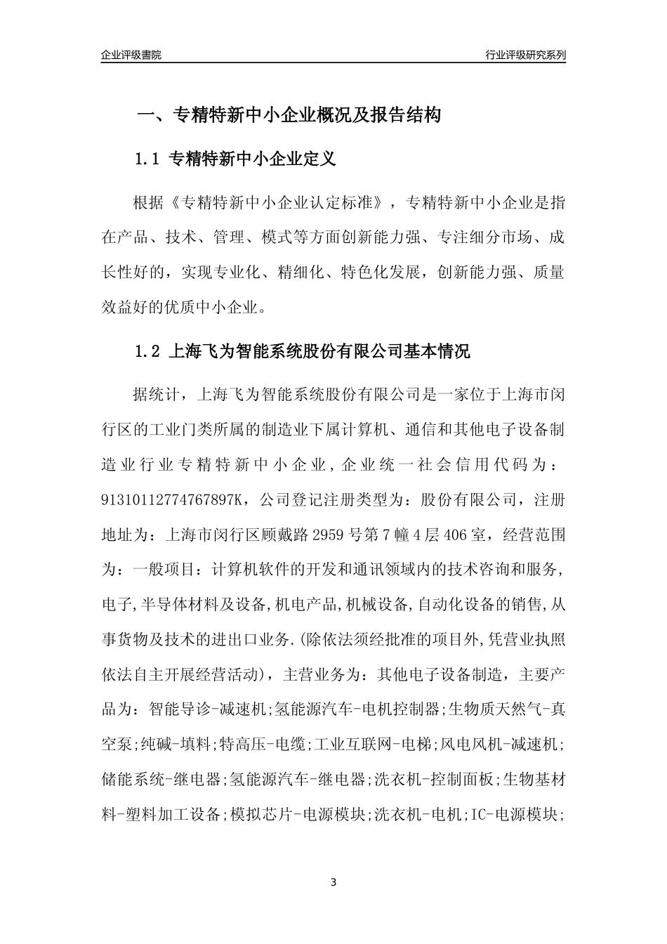 [专精特新]上海飞为智能系统股份有限公司行业竞争力评级分析报告(2023版)_第3页