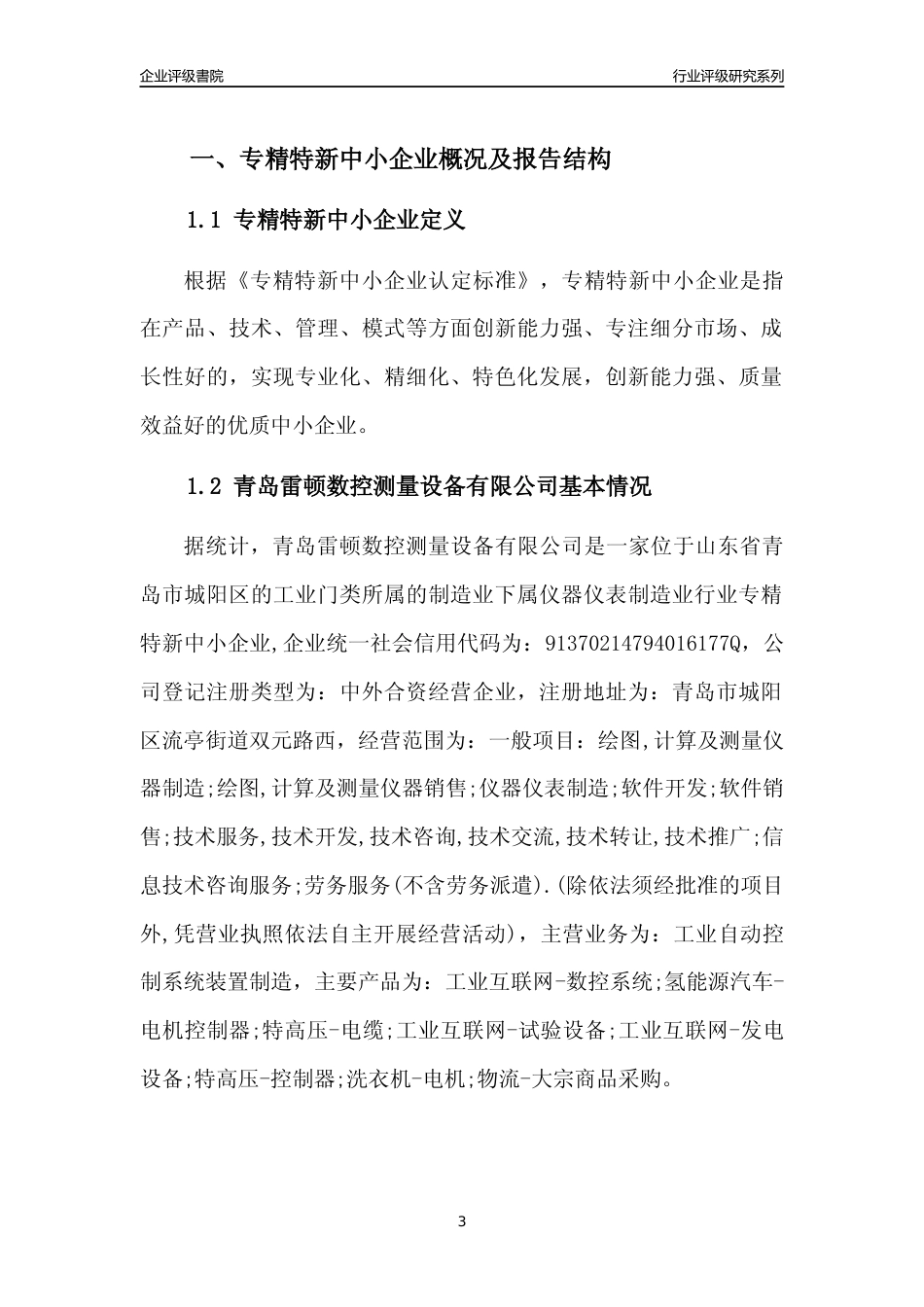 [专精特新]青岛雷顿数控测量设备有限公司行业竞争力评级分析报告(2023版)_第3页