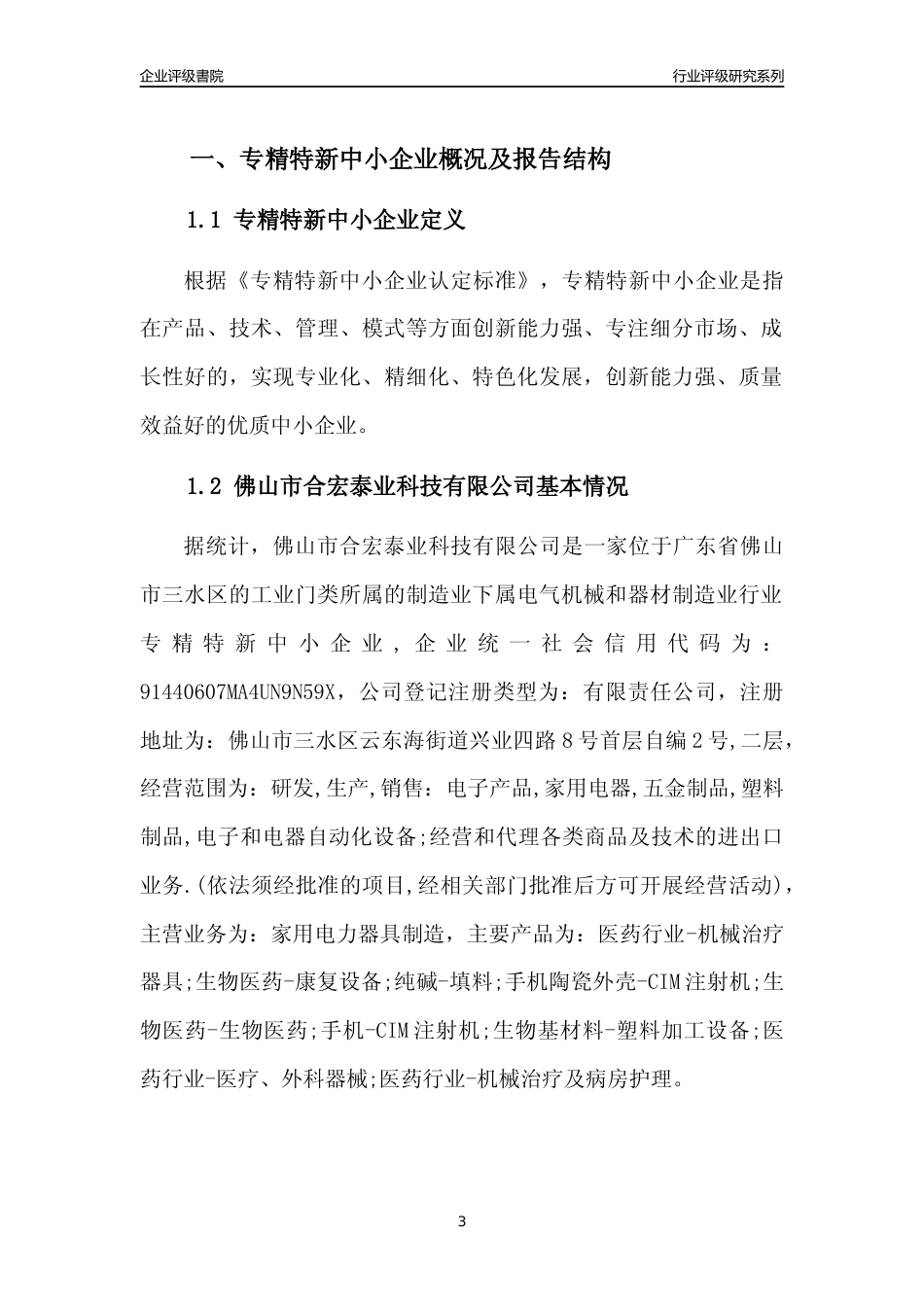 [专精特新]佛山市合宏泰业科技有限公司行业竞争力评级分析报告(2023版)_第3页