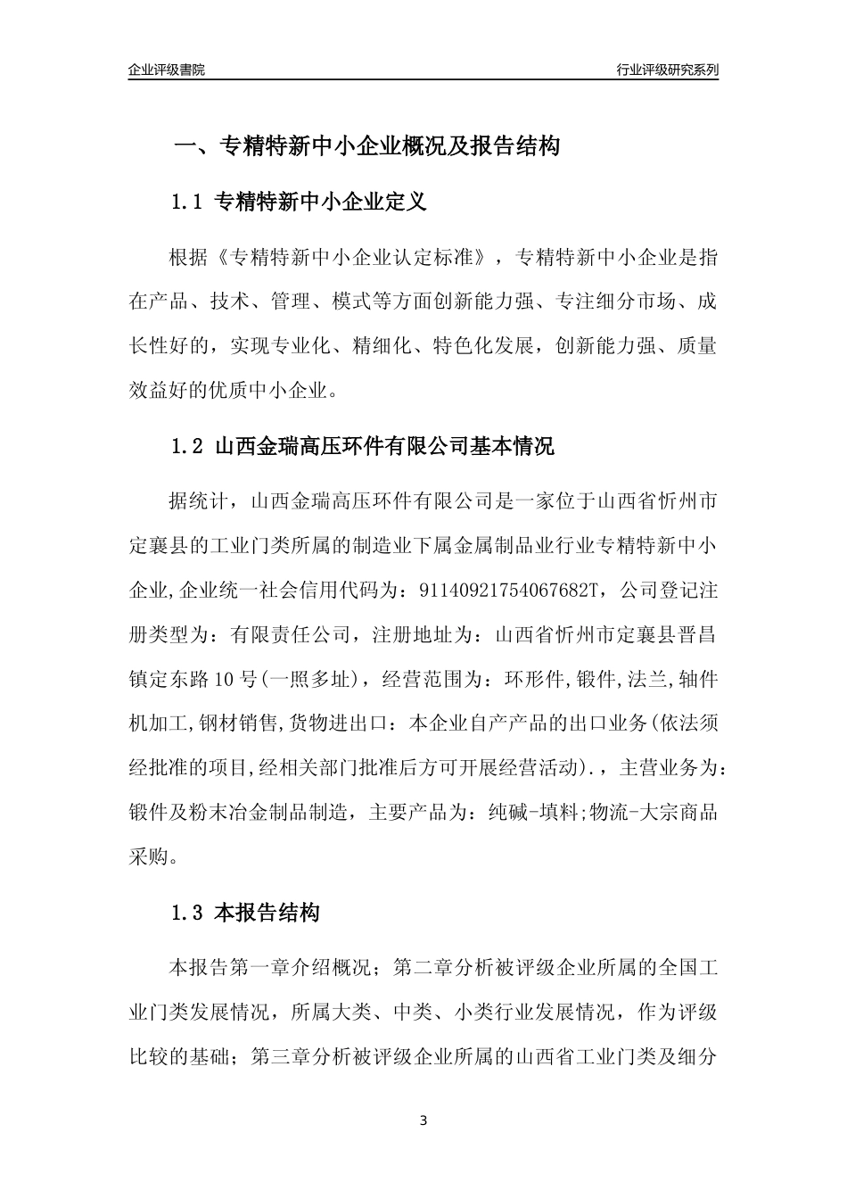 [专精特新]山西金瑞高压环件有限公司行业竞争力评级分析报告(2023版)_第3页