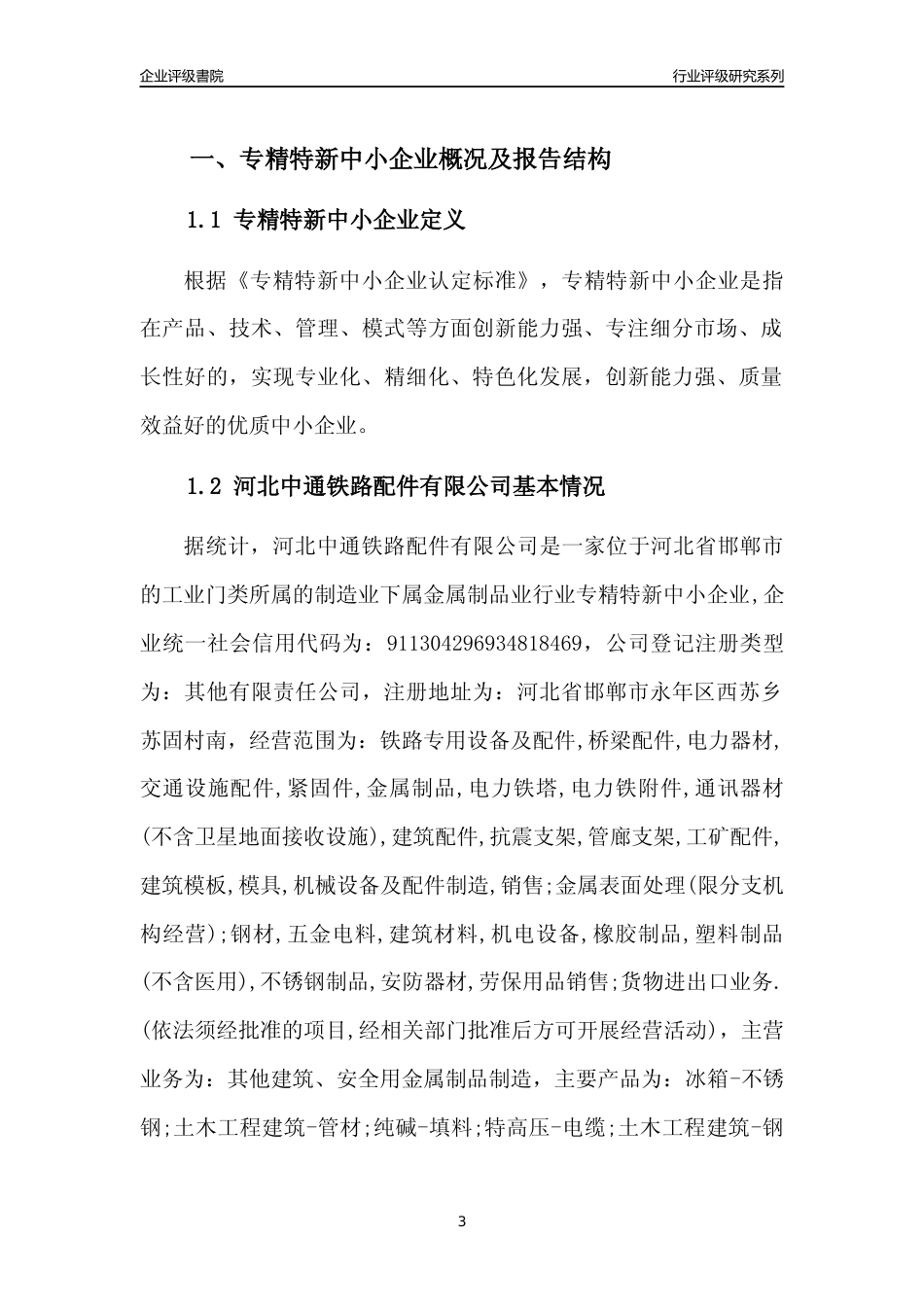 [专精特新]河北中通铁路配件有限公司行业竞争力评级分析报告(2023版)_第3页