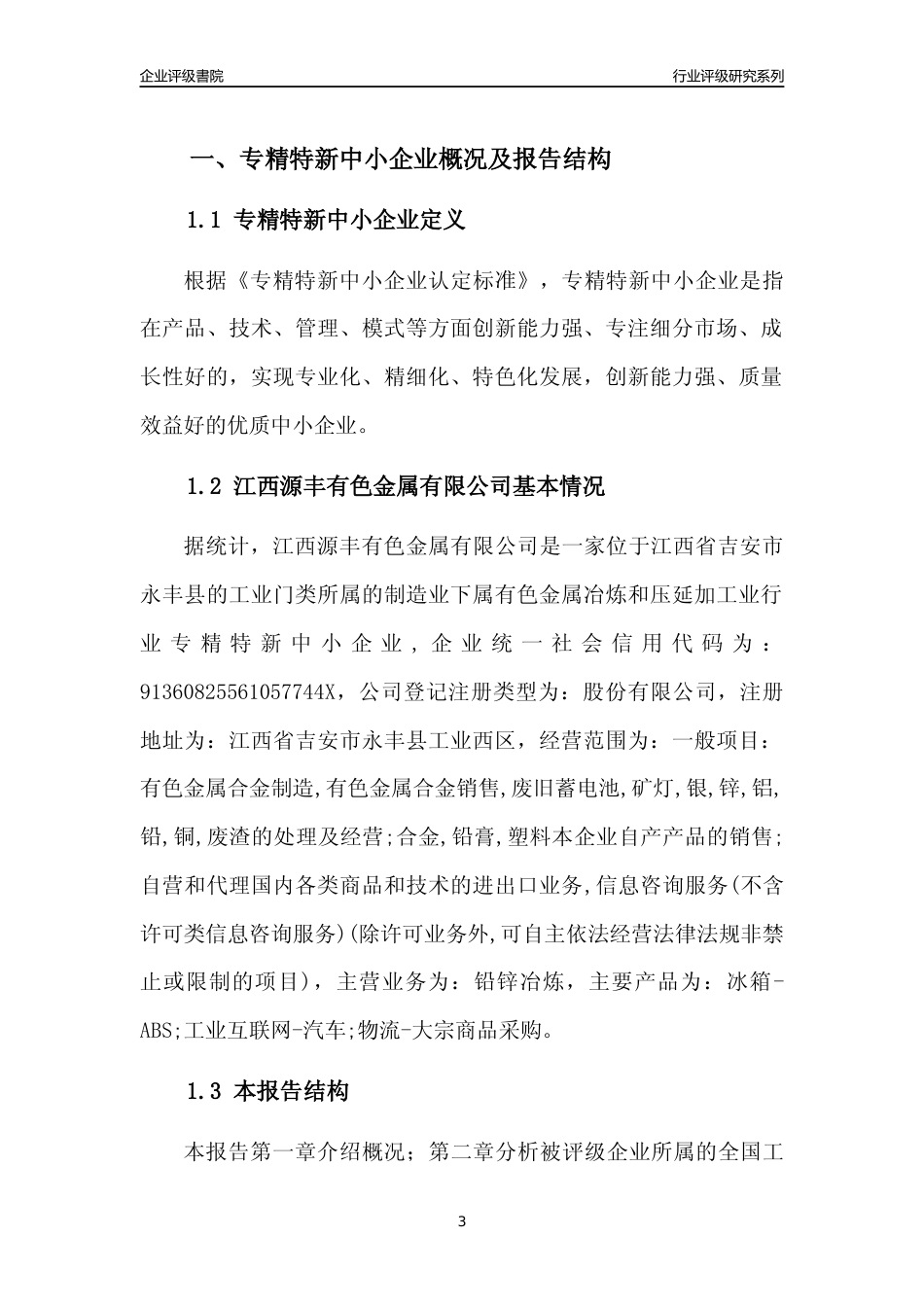[专精特新]江西源丰有色金属有限公司行业竞争力评级分析报告(2023版)_第3页